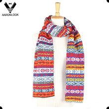 Winter Acrylic Jacquard Patterns Multicolor Scarf